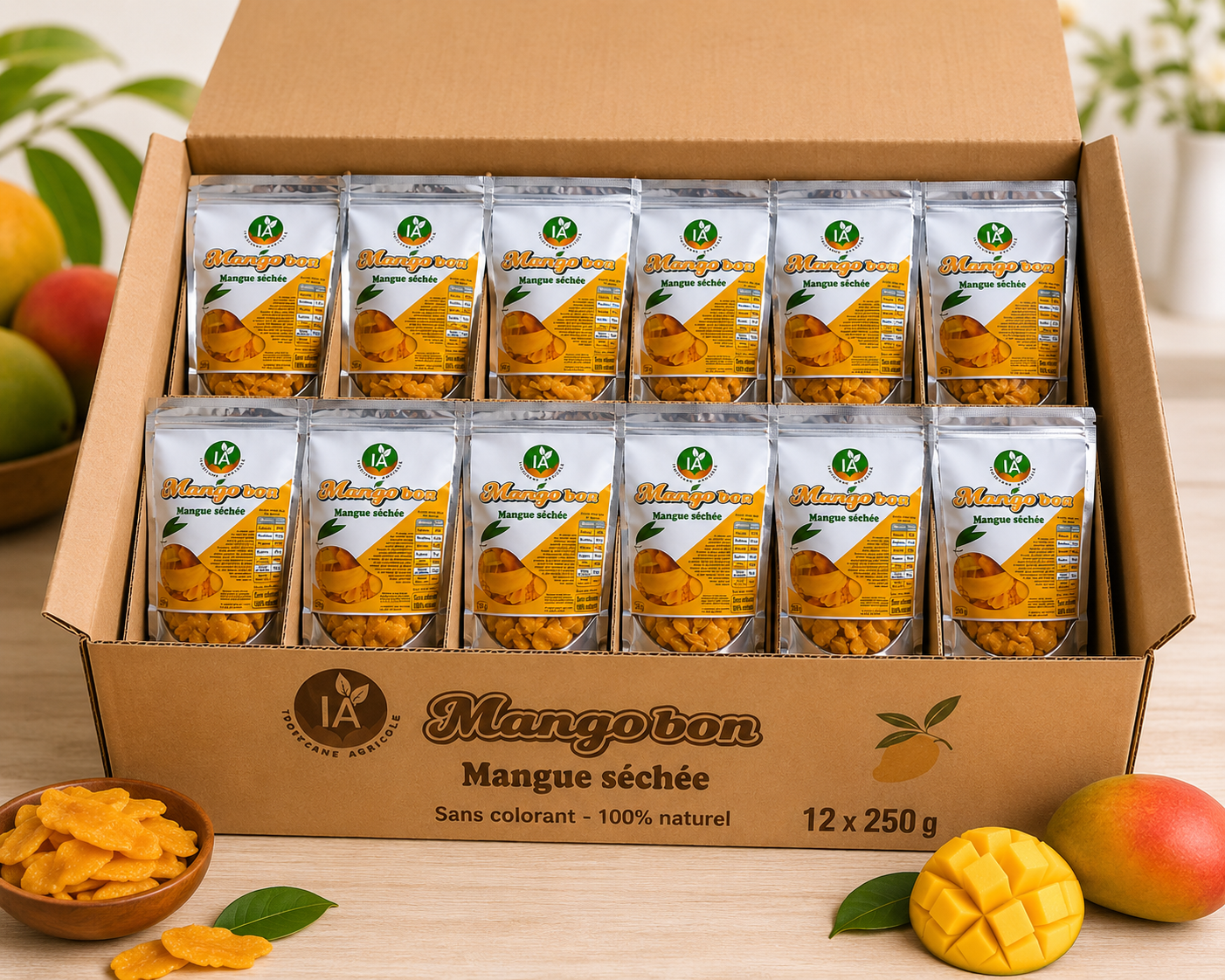 Carton Mangue Séchée (250g) - 12 pièces